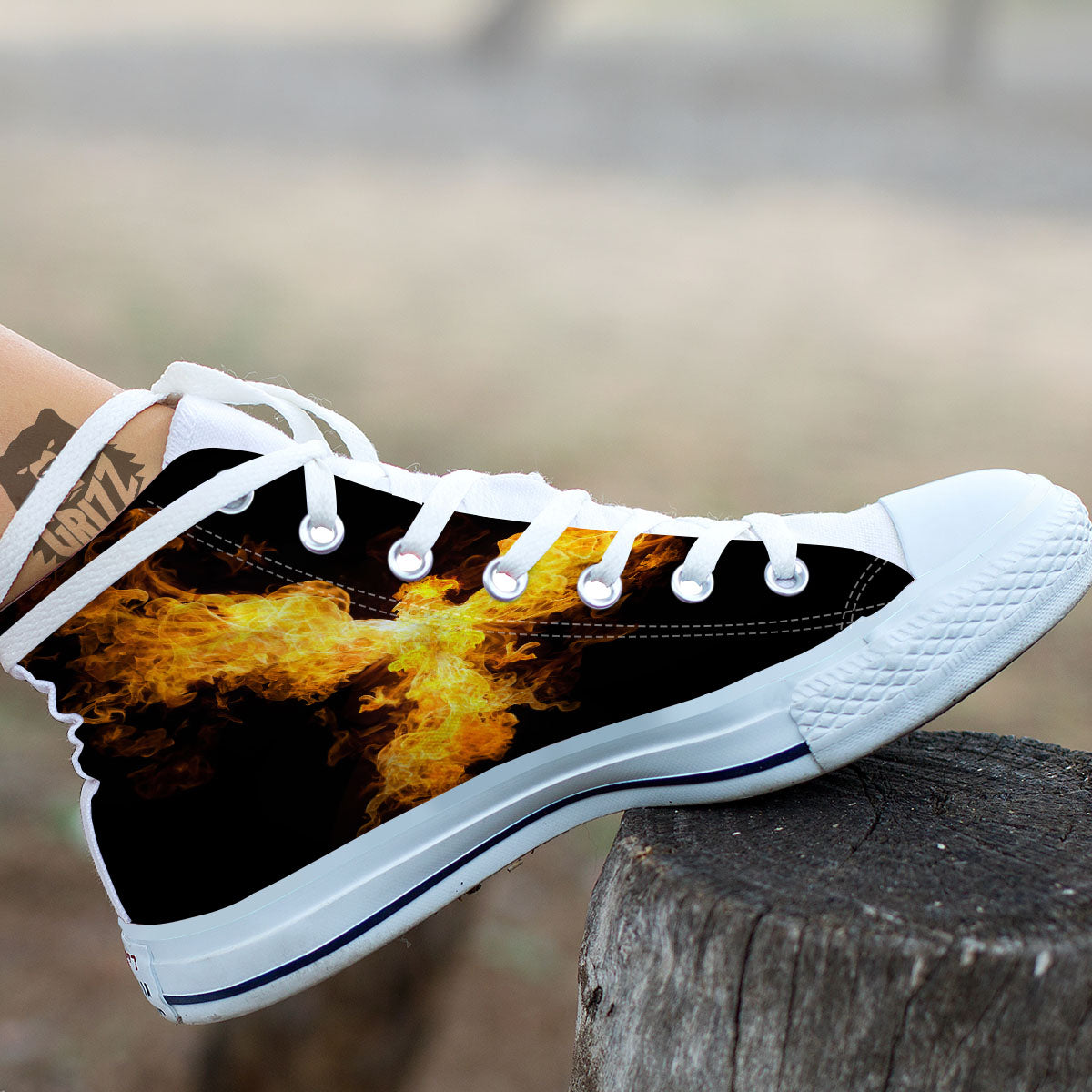 Firebird Phoenix Print White High Top Shoes-grizzshop