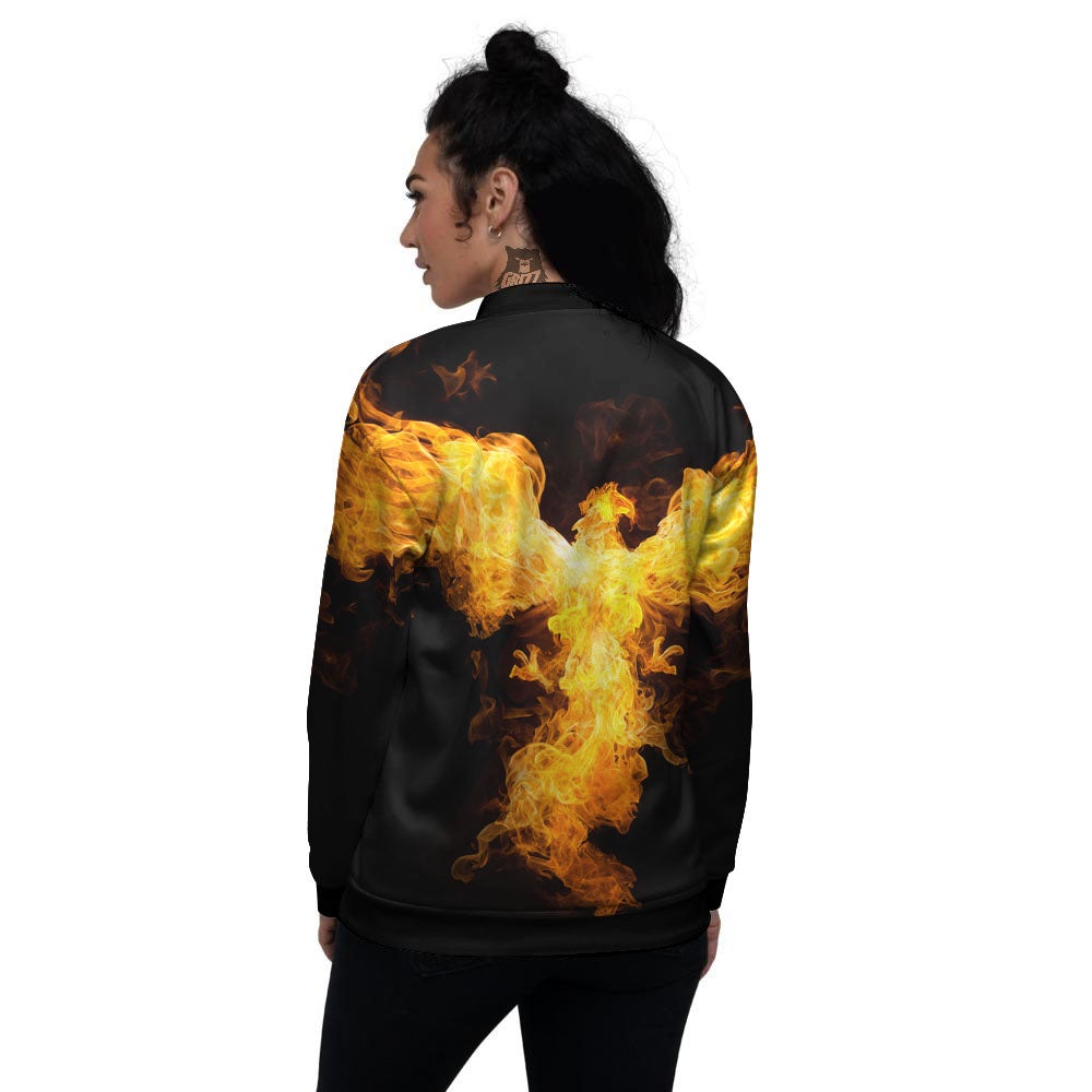 Firebird Phoenix Print Women's Bomber Jacket-grizzshop