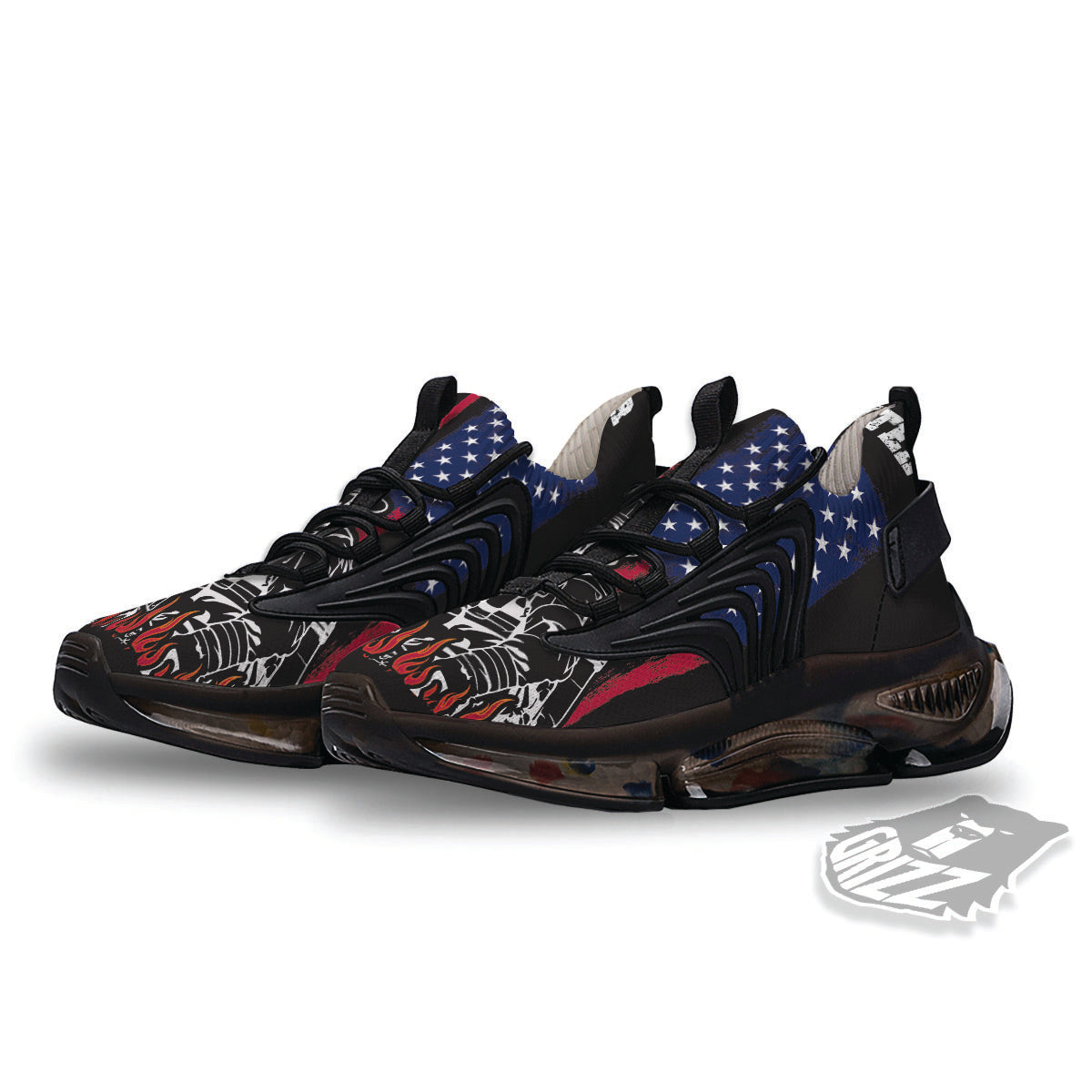 Firefighter Emblem American Print Black Gym Shoes-grizzshop