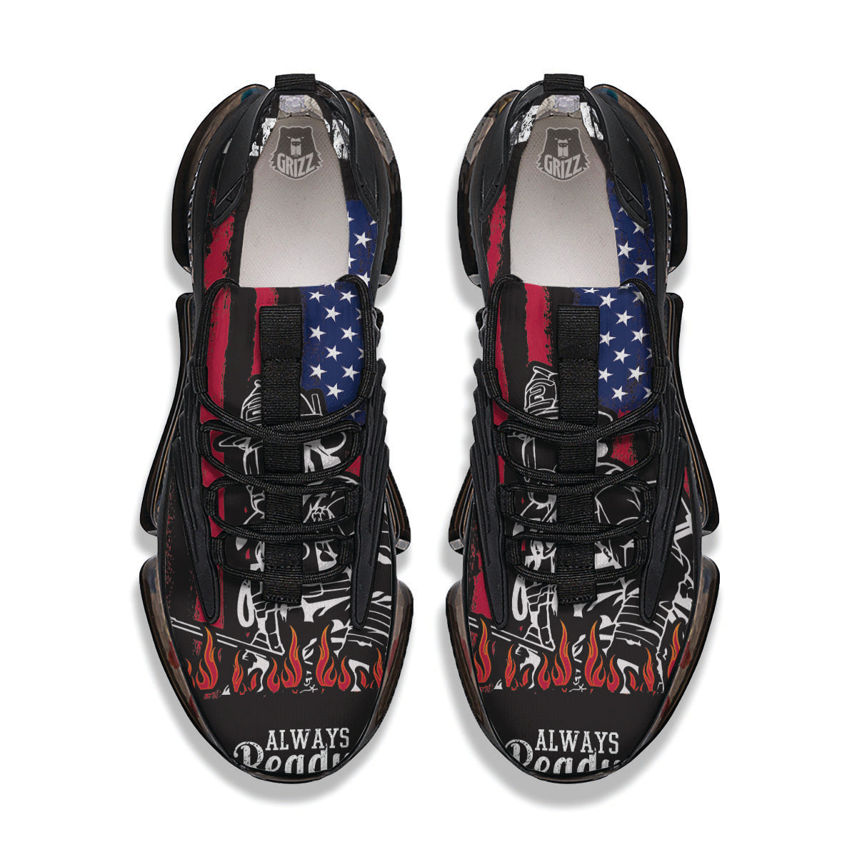 Firefighter Emblem American Print Black Gym Shoes-grizzshop