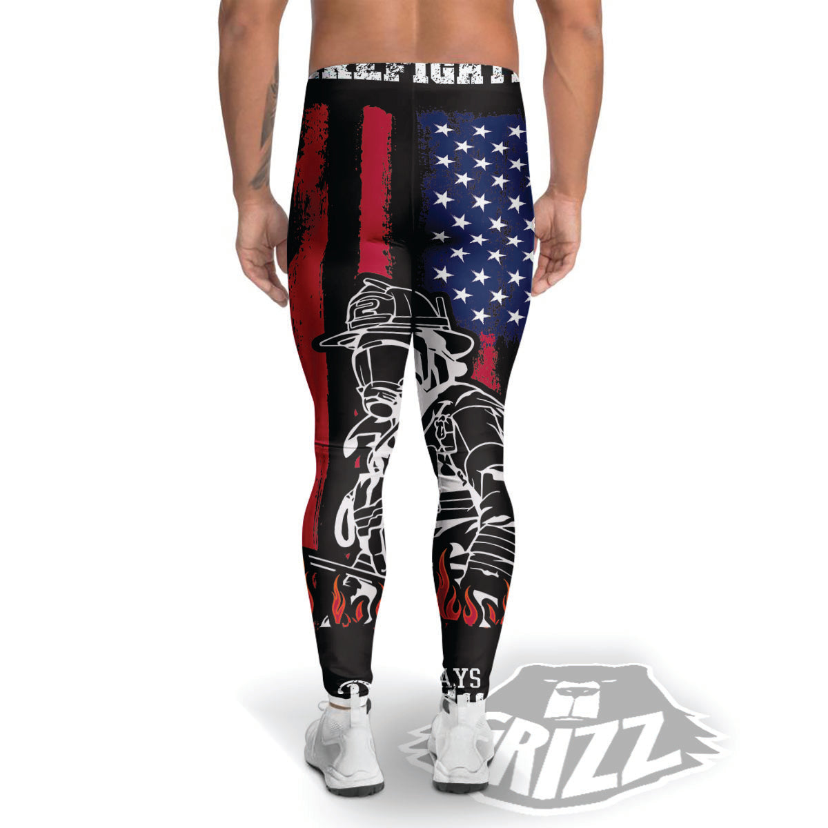 Firefighter Emblem American Print Men's Leggings-grizzshop