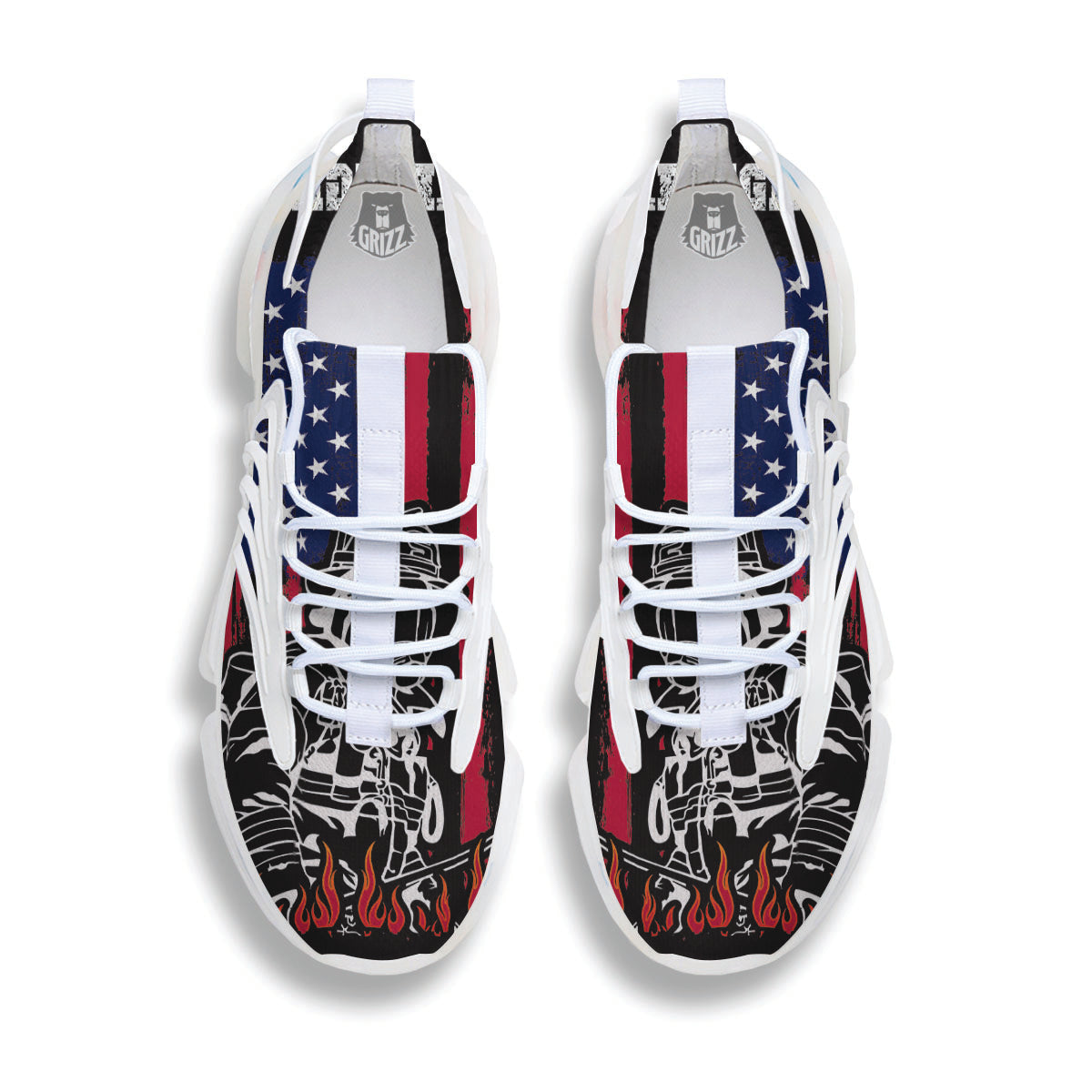 Firefighter Emblem American Print White Gym Shoes-grizzshop