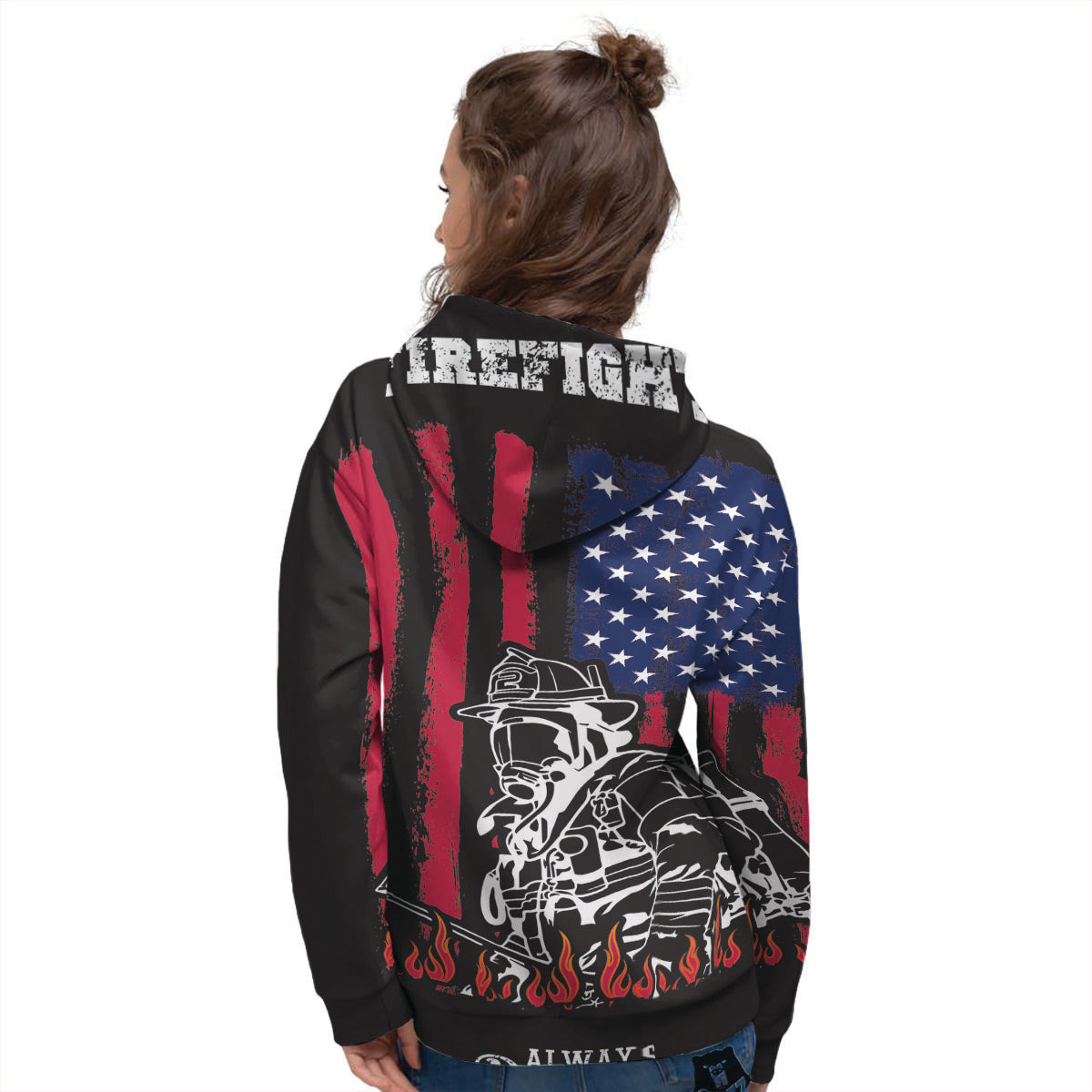 Firefighter Emblem American Print Women's Hoodie-grizzshop
