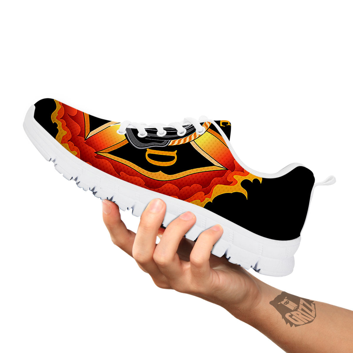 Firefighter Emblem Flaming Print White Sneaker-grizzshop