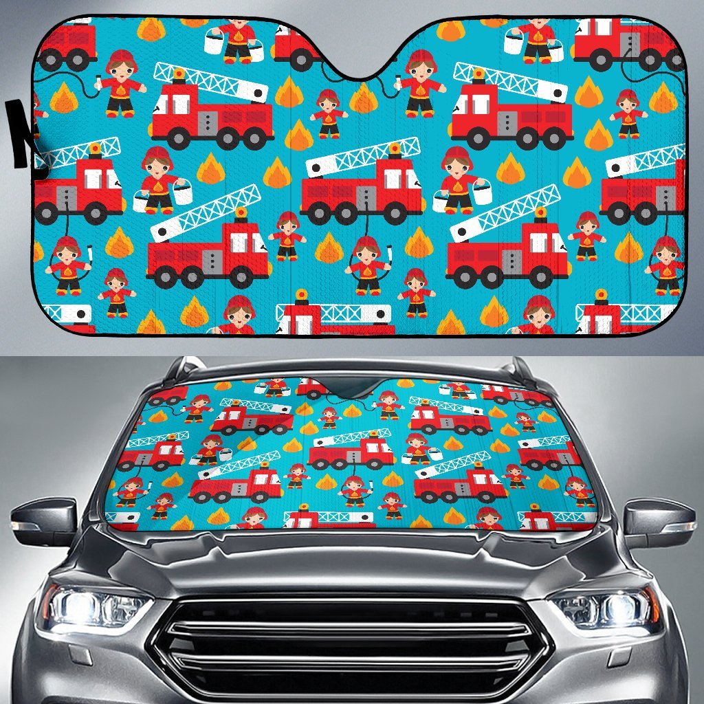 Firefighter Pattern Print Car Sun Shade-grizzshop