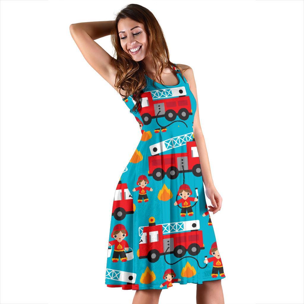 Firefighter Pattern Print Dress-grizzshop