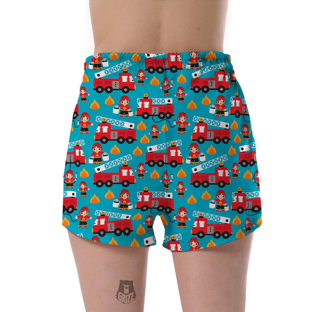 Firefighter Pattern Print Women's Shorts-grizzshop
