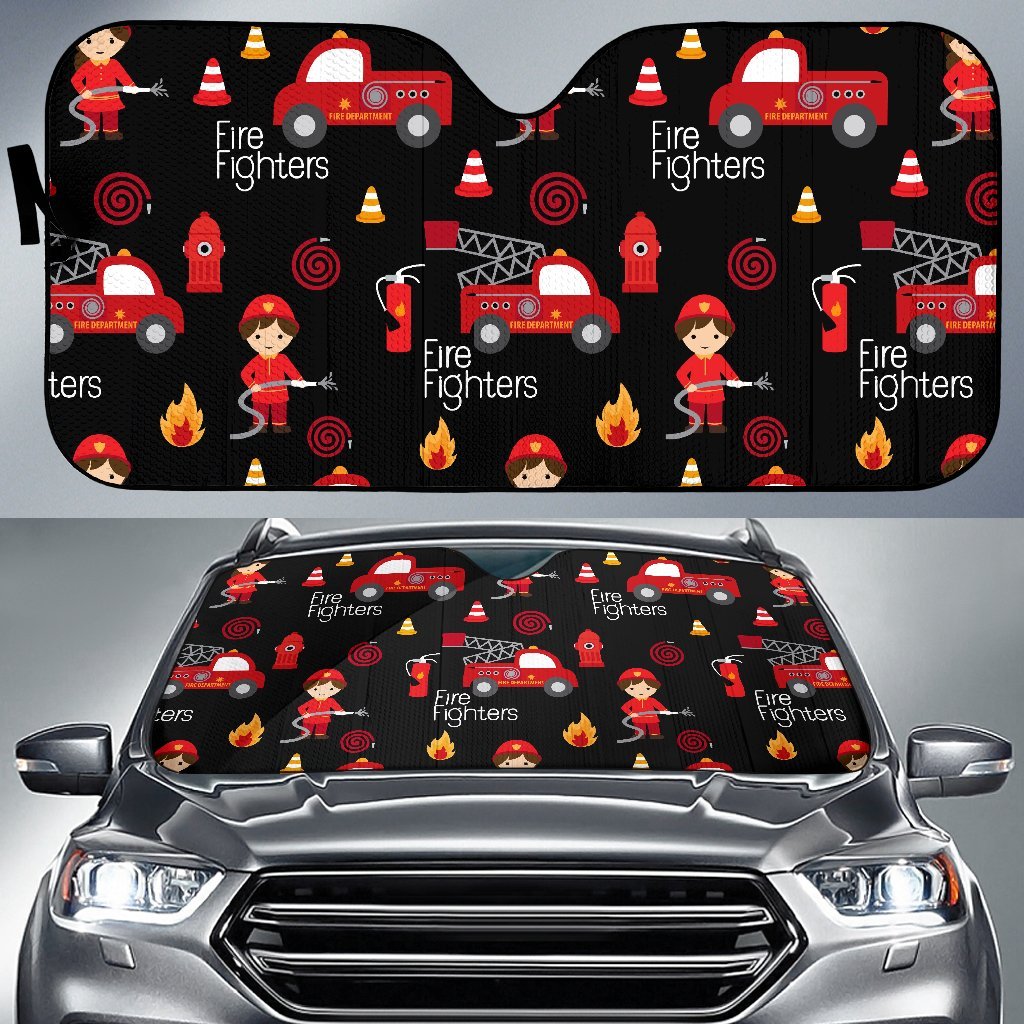 Firefighter Print Pattern Car Sun Shade-grizzshop