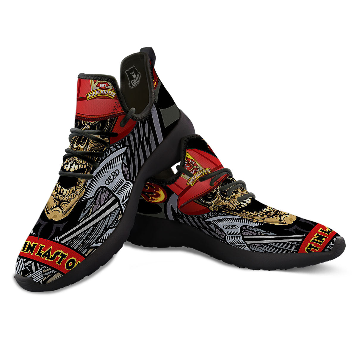 Firefighter Volunteer Print Black Athletic Shoes-grizzshop