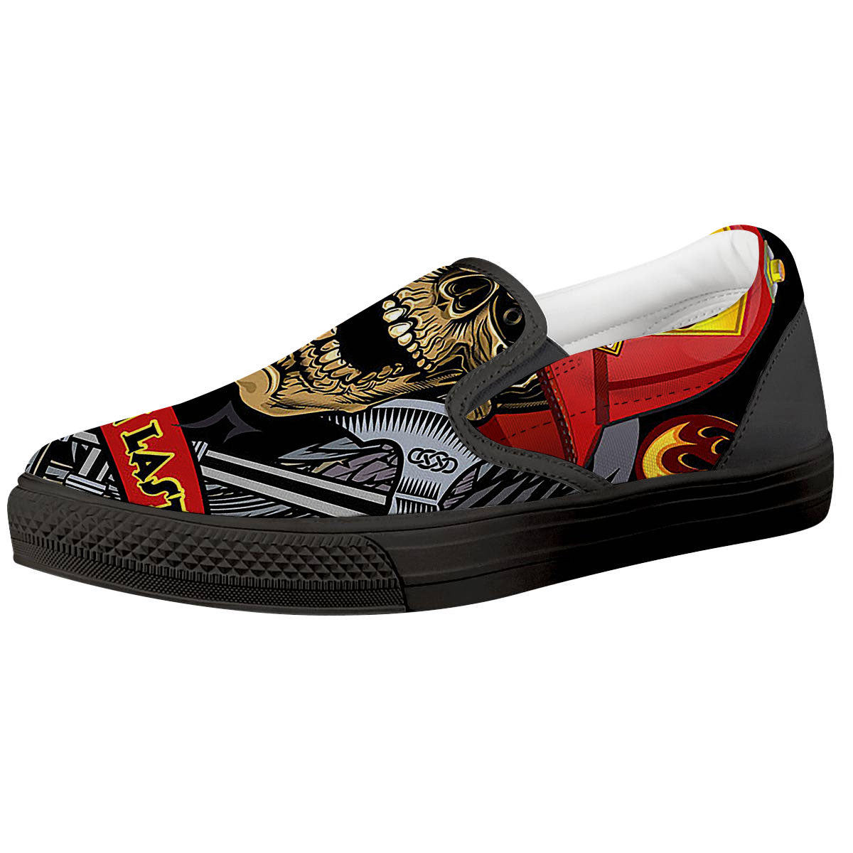 Firefighter Volunteer Print Black Slip On Shoes-grizzshop