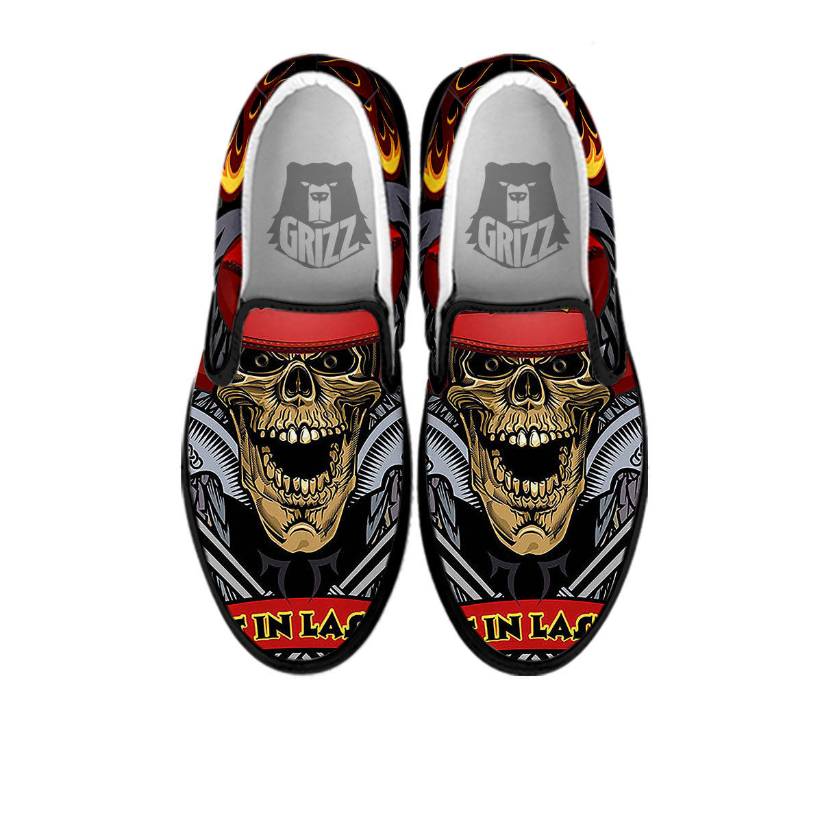 Firefighter Volunteer Print Black Slip On Shoes-grizzshop