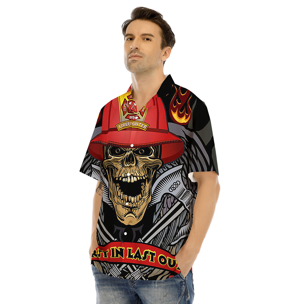 Firefighter Volunteer Print Men's Hawaiian Shirt-grizzshop