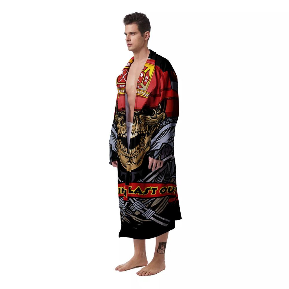 Firefighter Volunteer Print Men's Robe-grizzshop