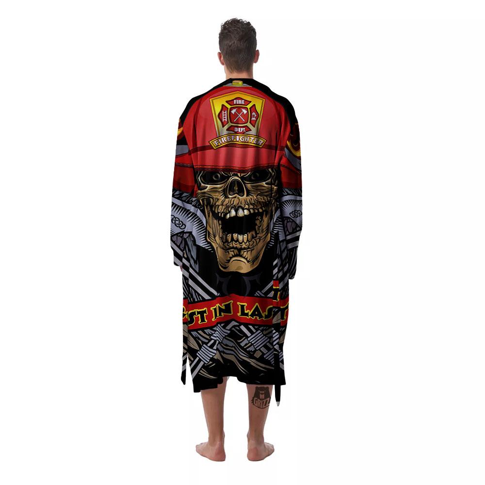 Firefighter Volunteer Print Men's Robe-grizzshop