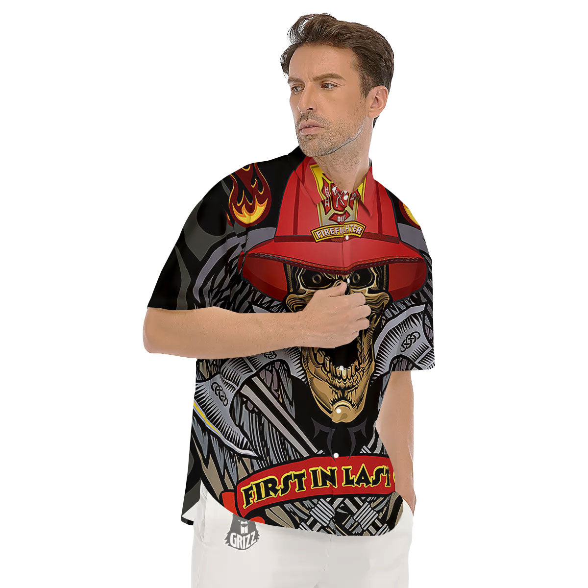 Firefighter Volunteer Print Men's Short Sleeve Shirts-grizzshop