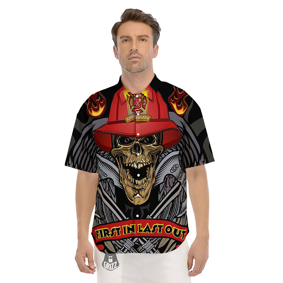 Firefighter Volunteer Print Men's Short Sleeve Shirts-grizzshop