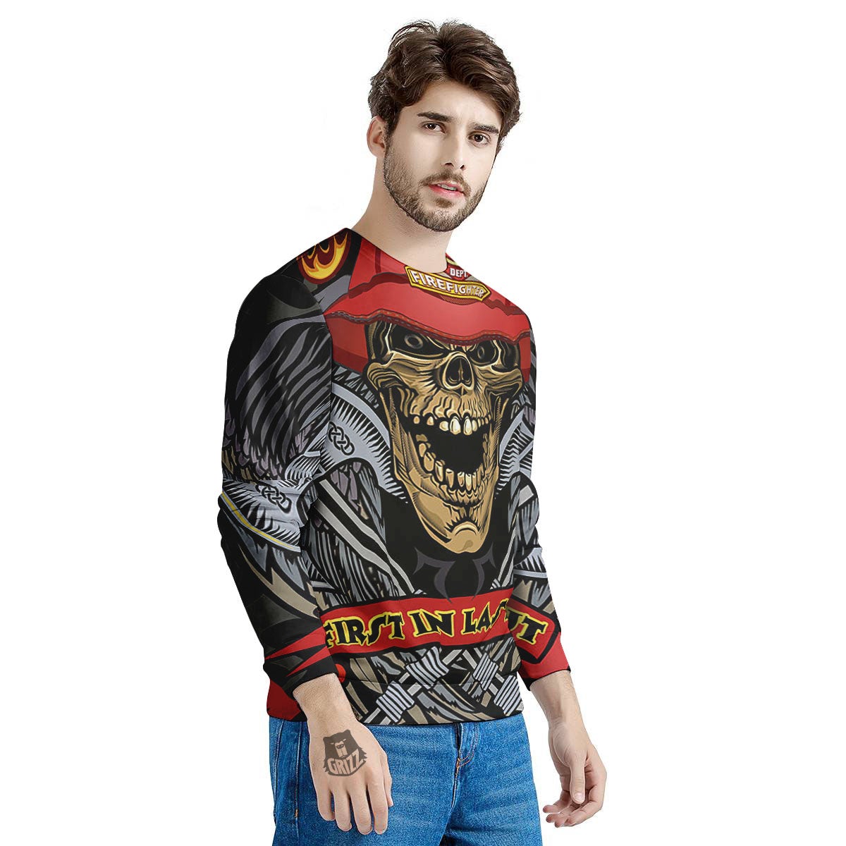 Firefighter Volunteer Print Men's Sweatshirt-grizzshop