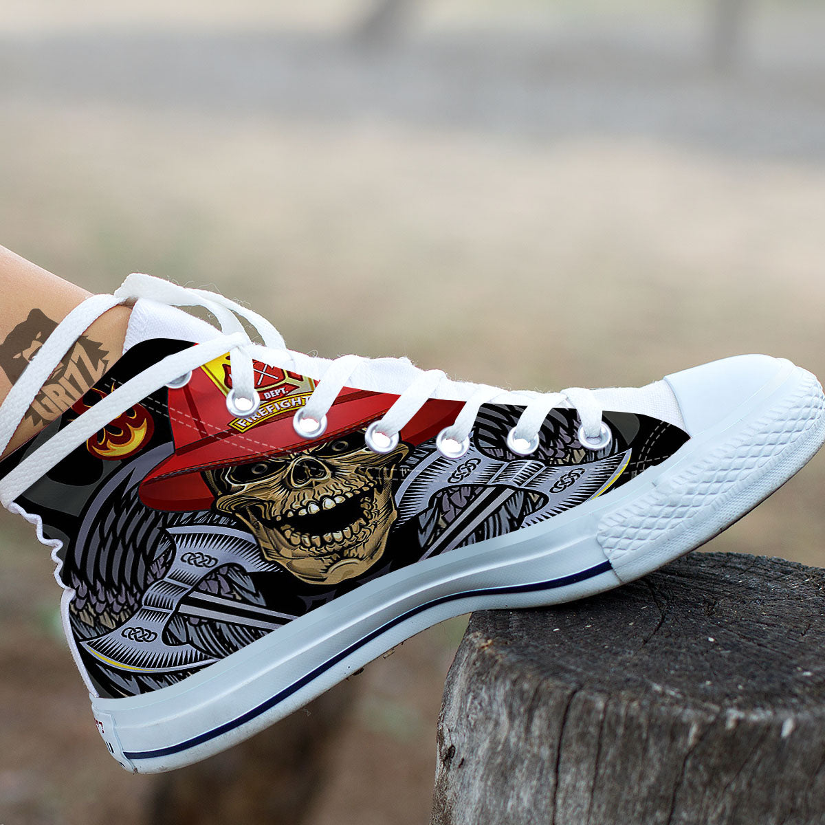 Firefighter Volunteer Print White High Top Shoes-grizzshop