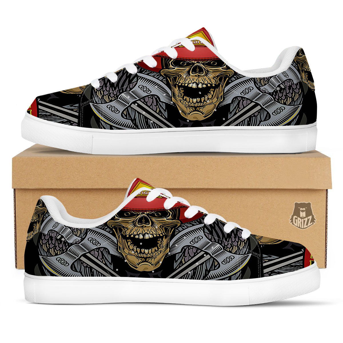 Firefighter Volunteer Print White Low Top Sneakers-grizzshop