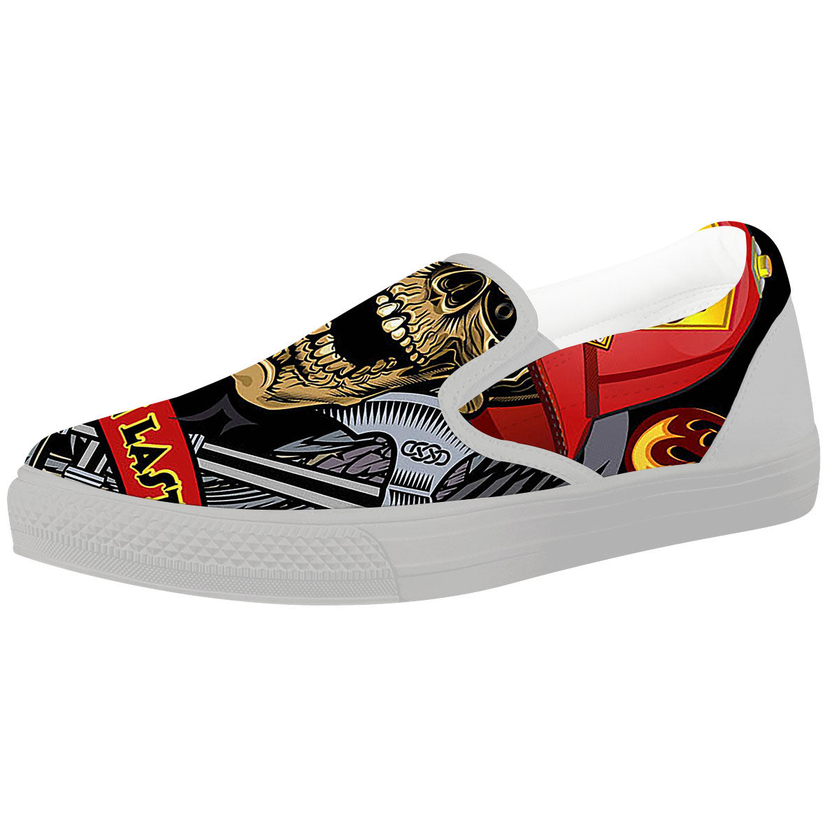 Firefighter Volunteer Print White Slip On Shoes-grizzshop