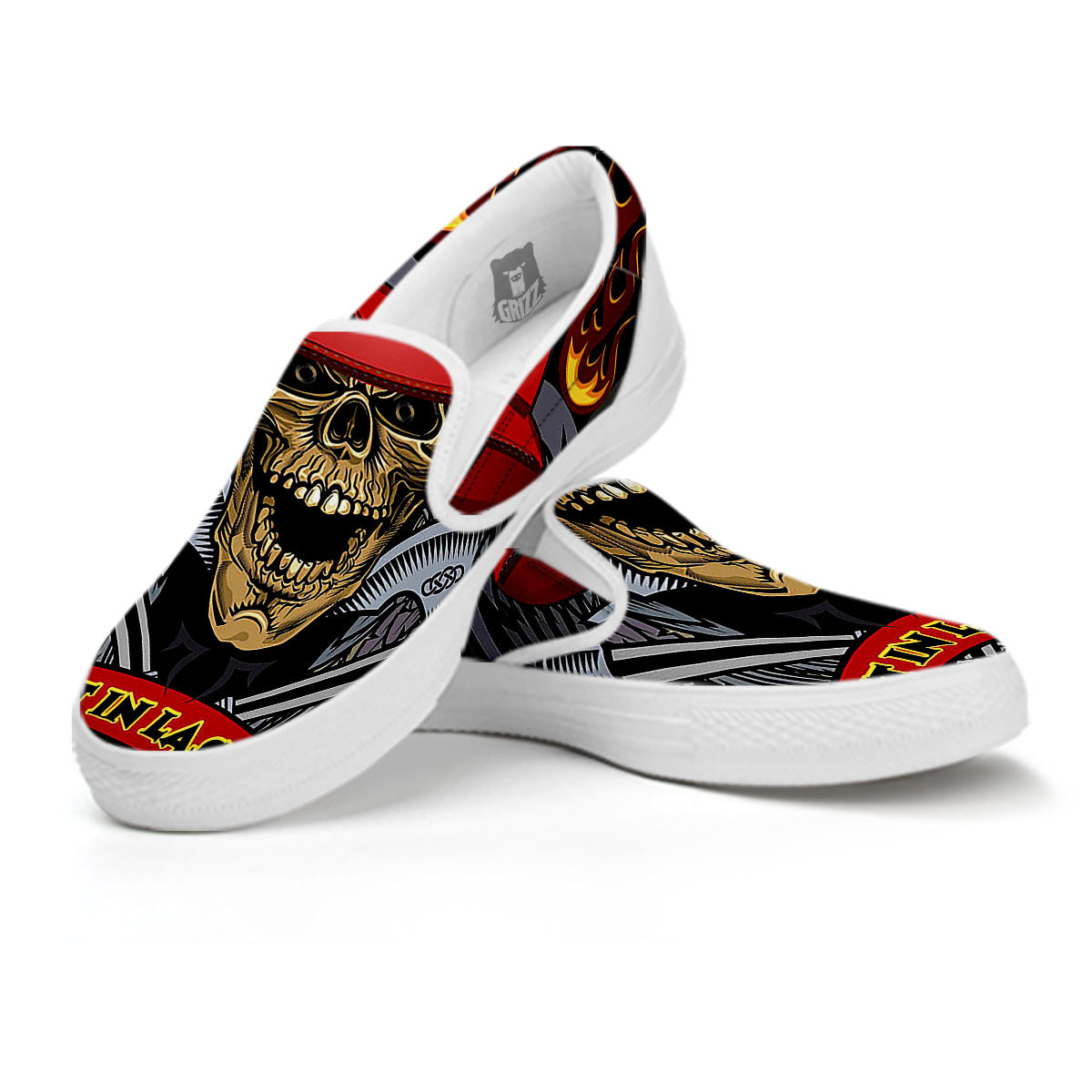 Firefighter Volunteer Print White Slip On Shoes-grizzshop
