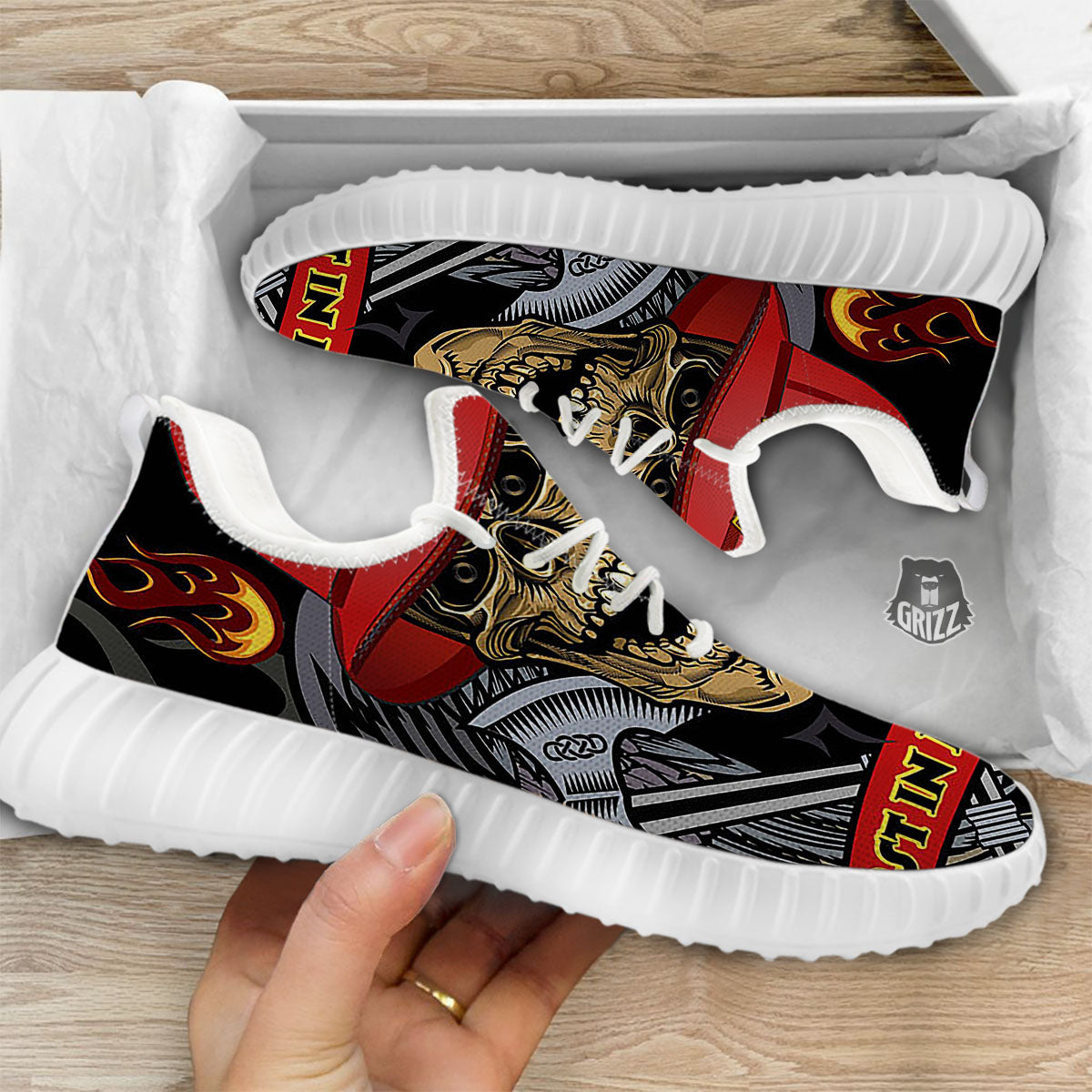 Firefighter Volunteer Print White Walking Shoes-grizzshop