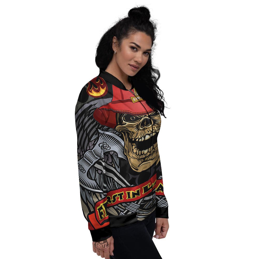 Firefighter Volunteer Print Women's Bomber Jacket-grizzshop