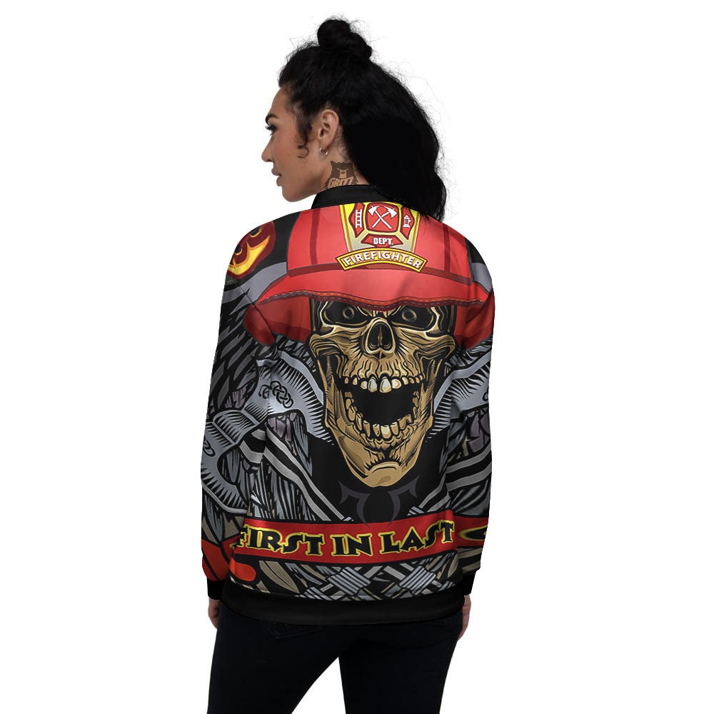 Firefighter Volunteer Print Women's Bomber Jacket-grizzshop