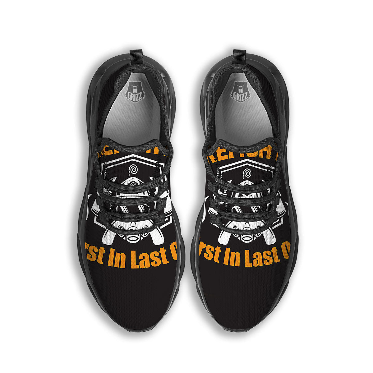 First In Last Out Firefighter Print Black Running Shoes-grizzshop
