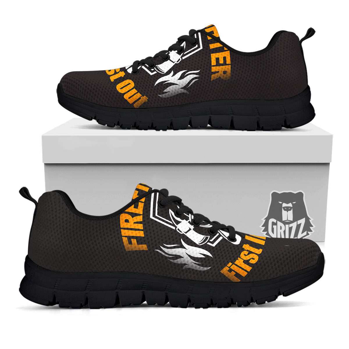 First In Last Out Firefighter Print Black Sneaker-grizzshop