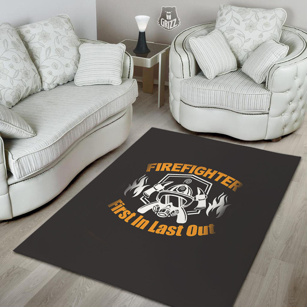 First In Last Out Firefighter Print Floor Mat-grizzshop