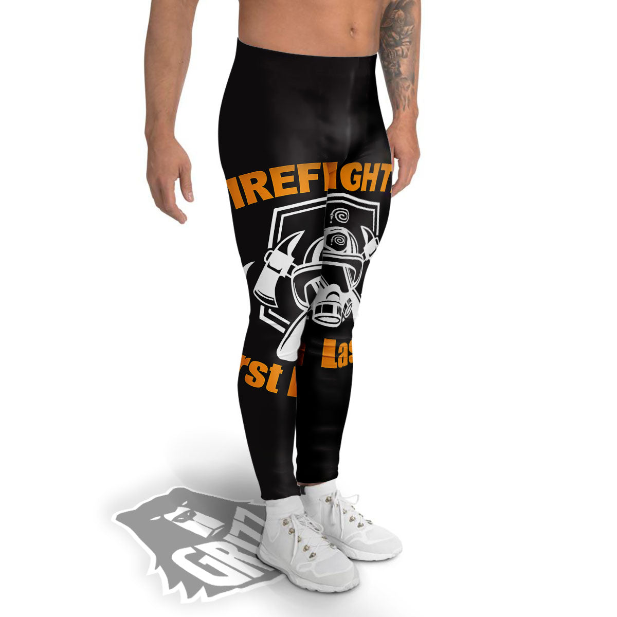 First In Last Out Firefighter Print Men's Leggings-grizzshop