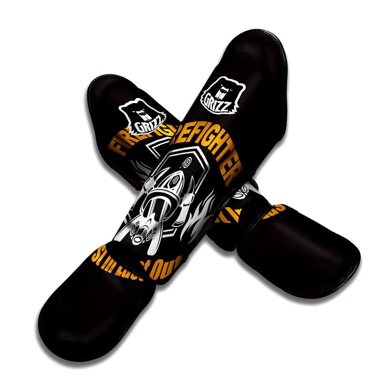 First In Last Out Firefighter Print Muay Thai Shin Guards-grizzshop