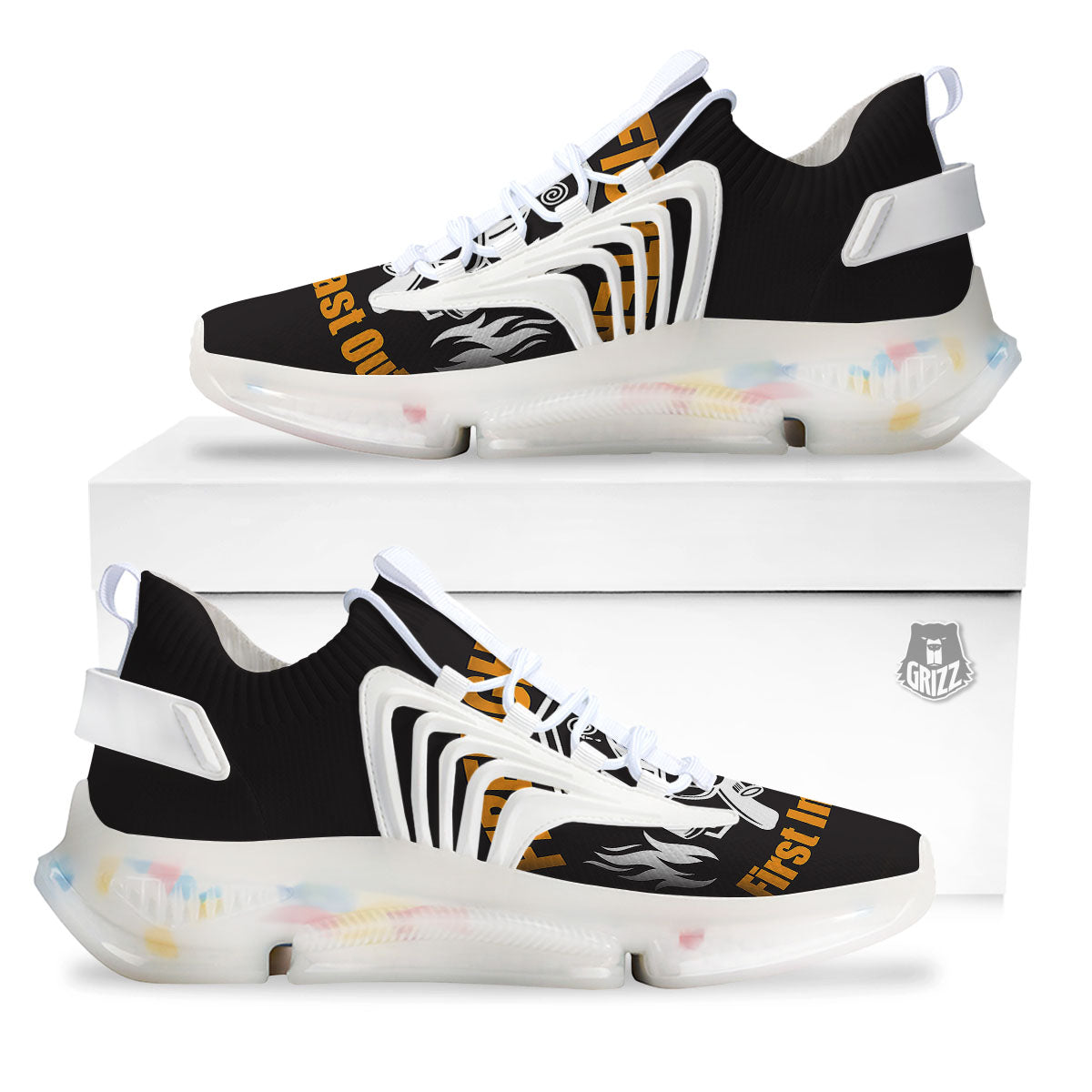 First In Last Out Firefighter Print White Gym Shoes-grizzshop