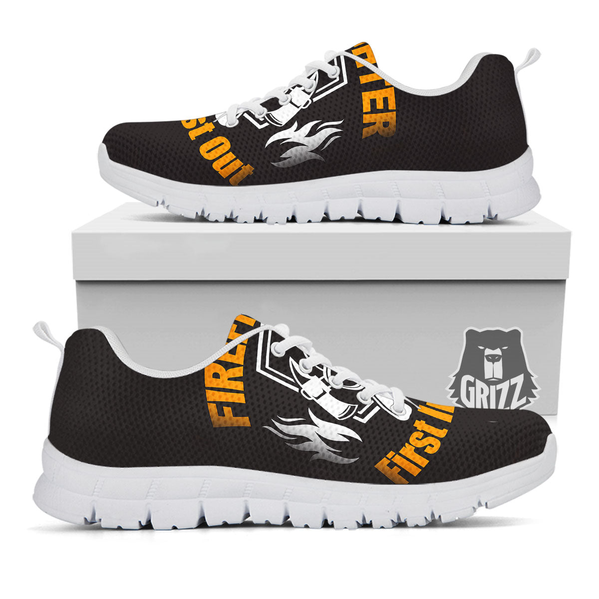 First In Last Out Firefighter Print White Sneaker-grizzshop
