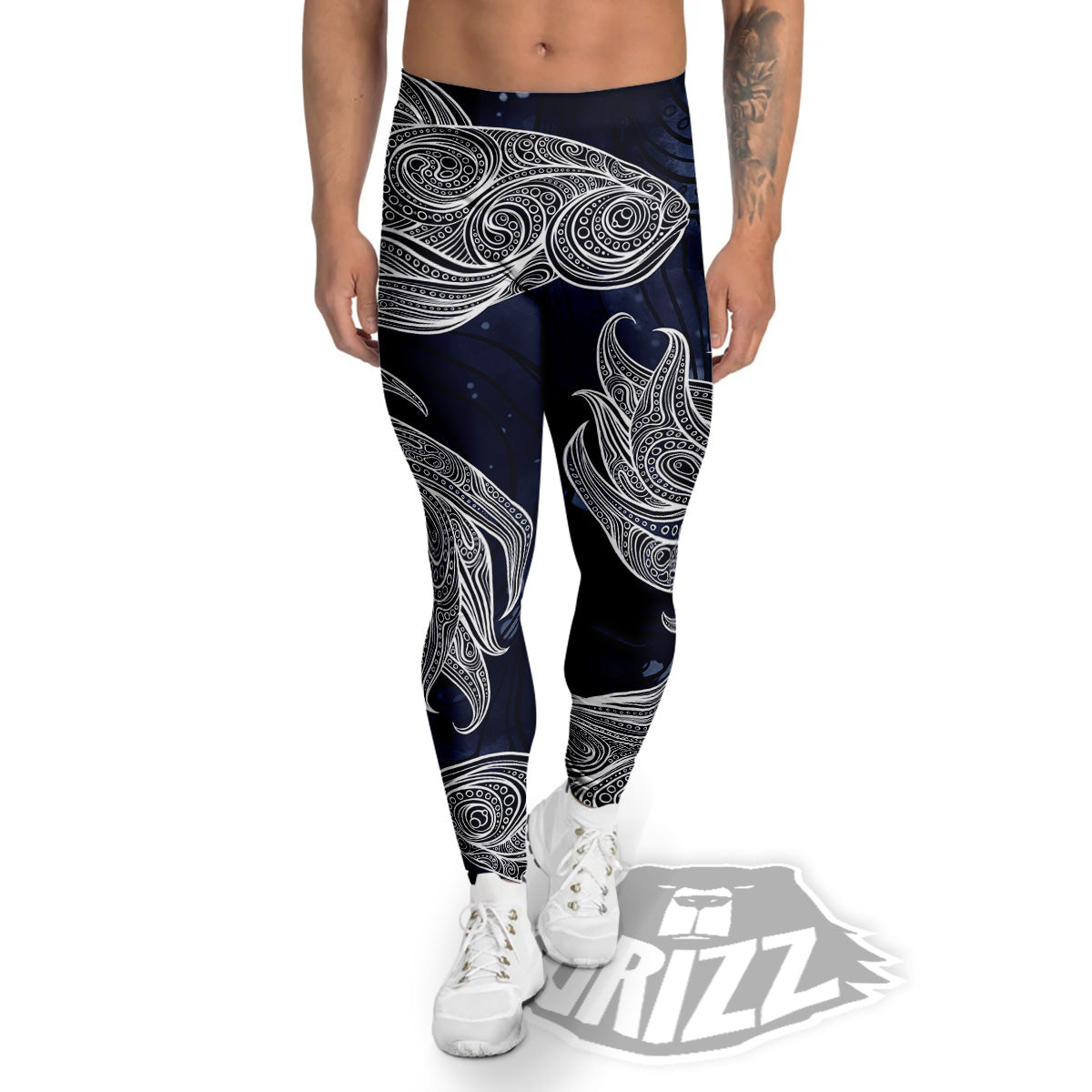 Fish Bohemian Spiritual Print Men's Leggings-grizzshop