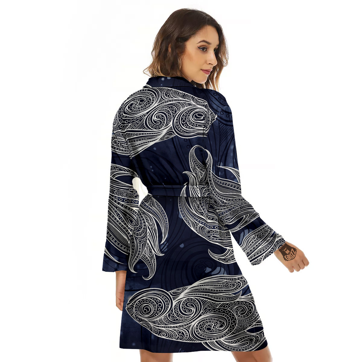 Fish Bohemian Spiritual Print Women's Robe-grizzshop