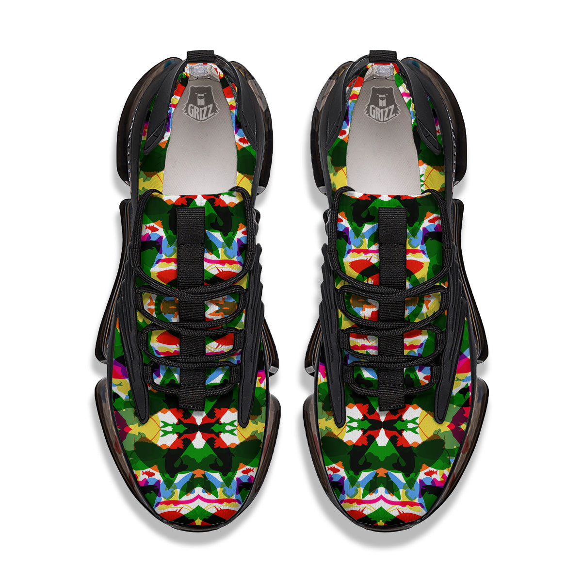 Fish Colorful Abstract Print Pattern Black Gym Shoes-grizzshop
