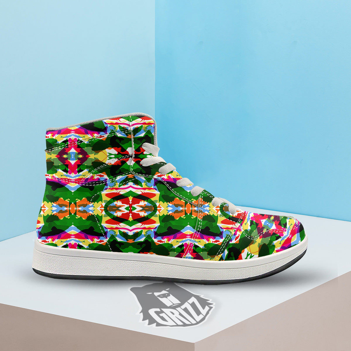 Fish Colorful Abstract Print Pattern High Top Sneakers-grizzshop