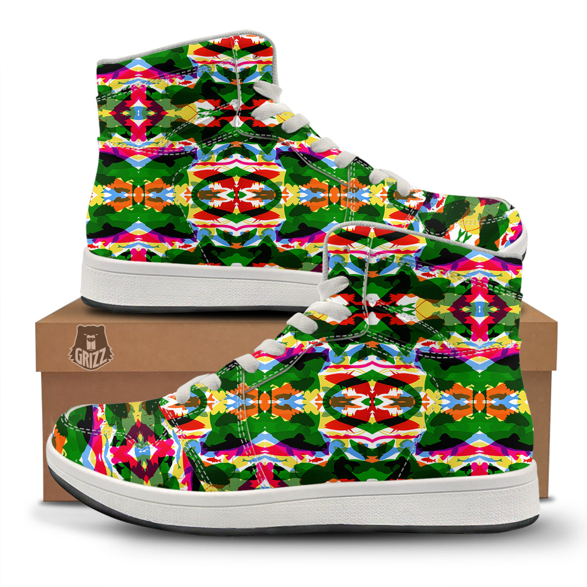 Fish Colorful Abstract Print Pattern High Top Sneakers-grizzshop