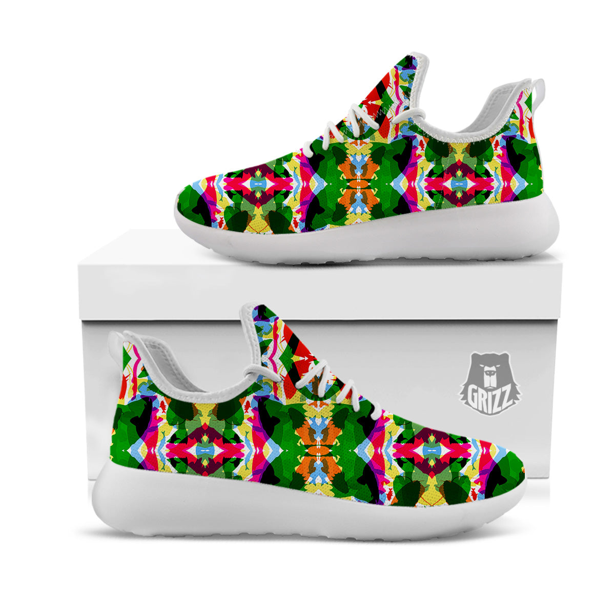 Fish Colorful Abstract Print Pattern White Athletic Shoes-grizzshop