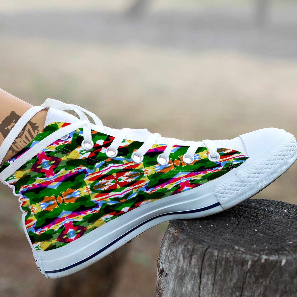Fish Colorful Abstract Print Pattern White High Top Shoes-grizzshop