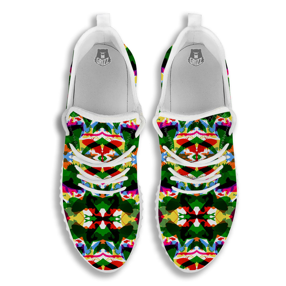 Fish Colorful Abstract Print Pattern White Walking Shoes-grizzshop