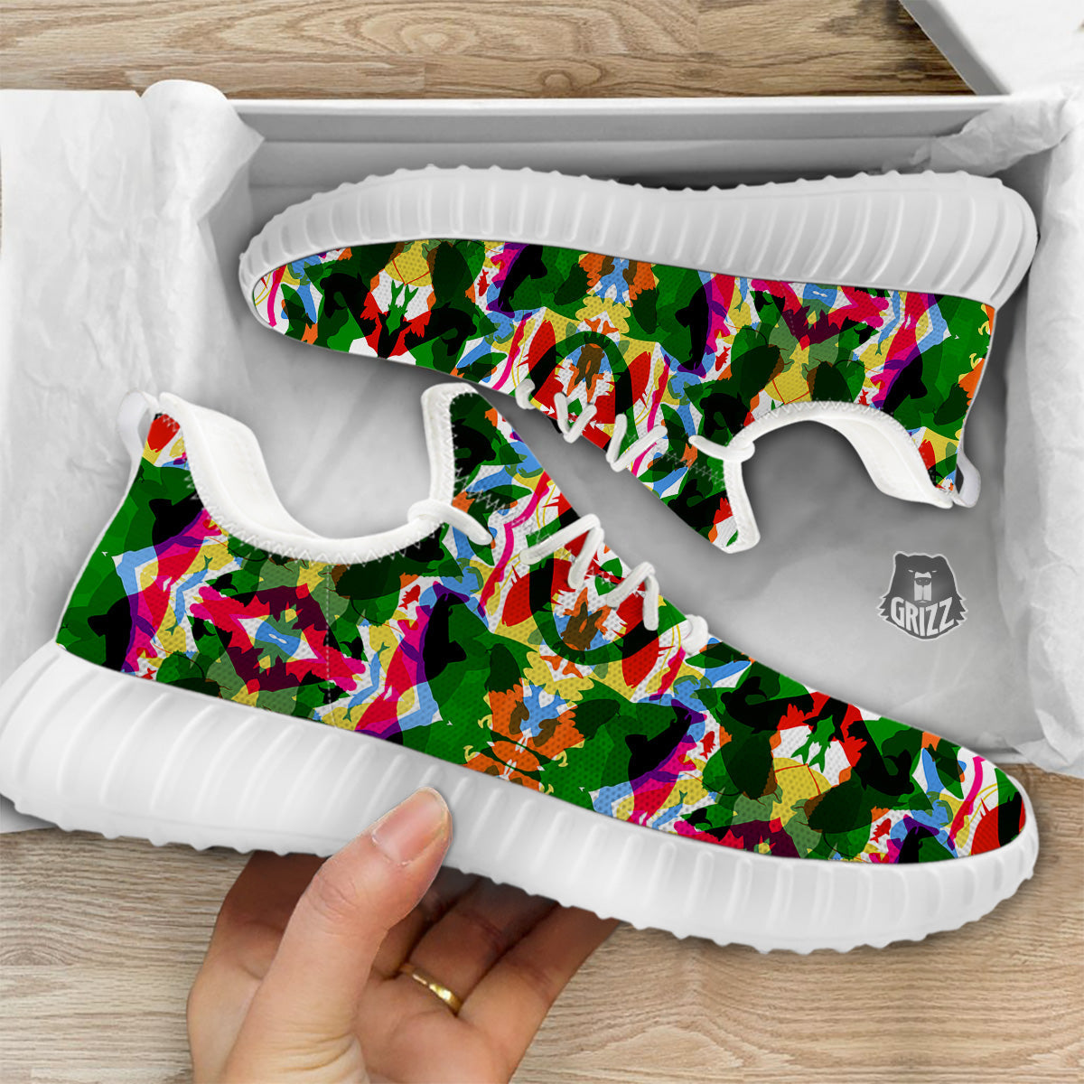 Fish Colorful Abstract Print Pattern White Walking Shoes-grizzshop