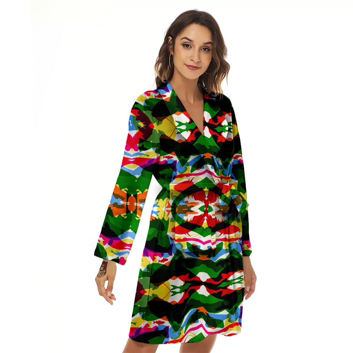 Fish Colorful Abstract Print Pattern Women's Robe-grizzshop