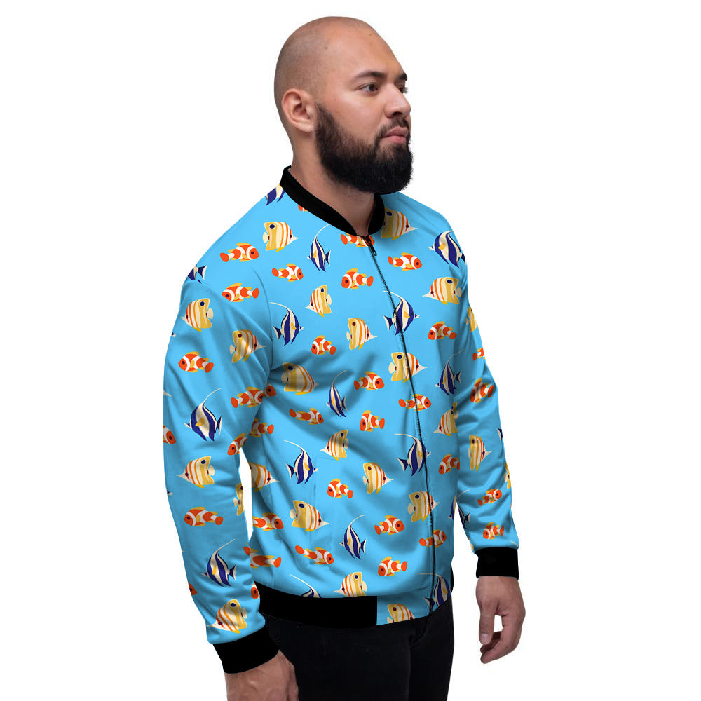Fish Cute Print Pattern Men's Bomber Jacket-grizzshop