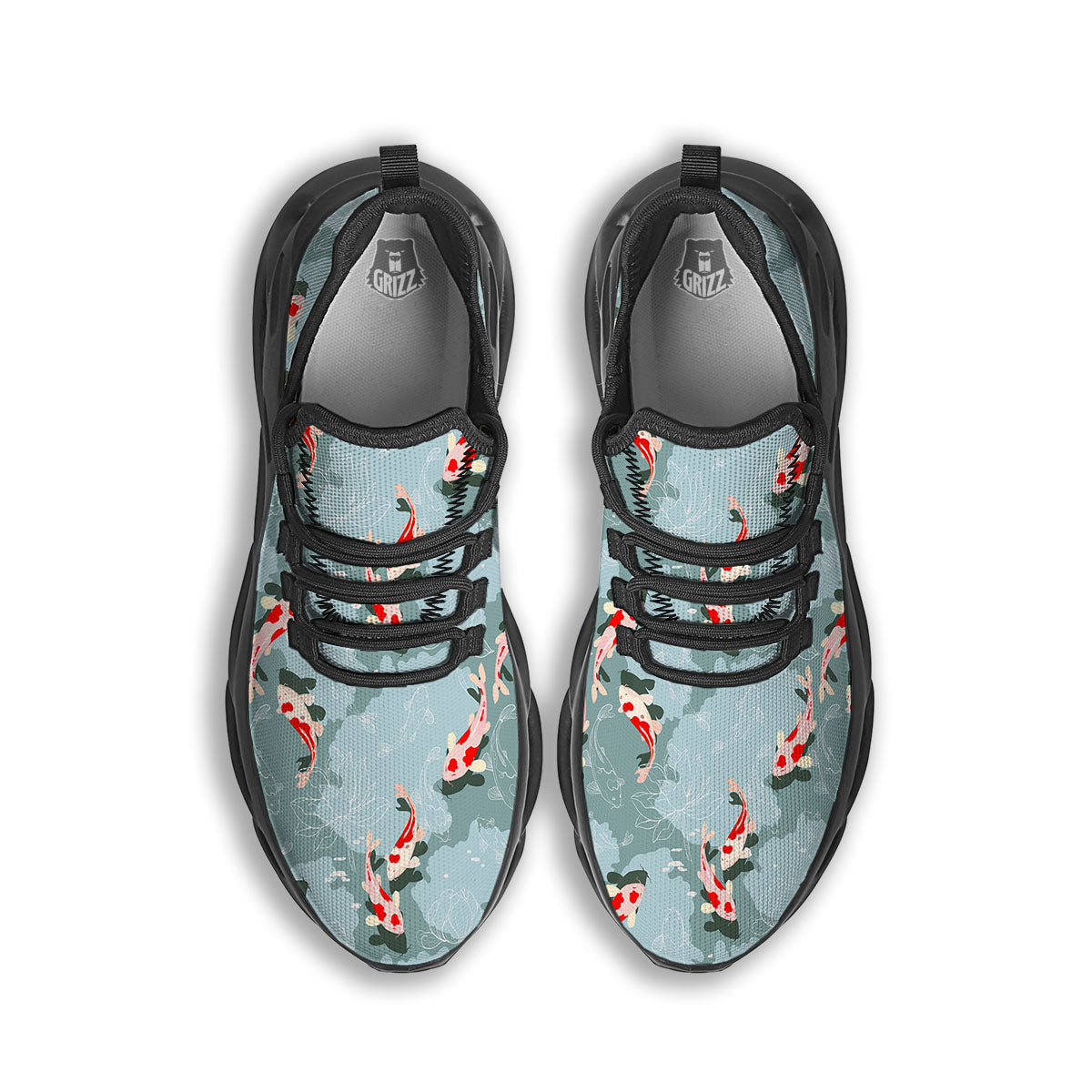 Fish Koi Print Pattern Black Running Shoes-grizzshop