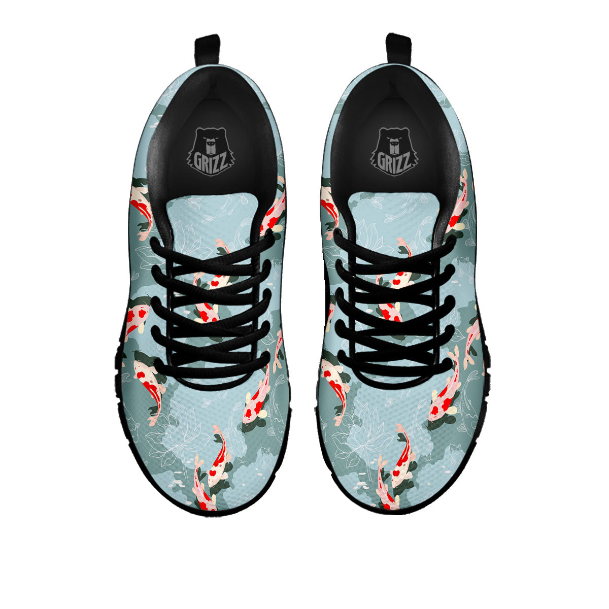 Fish Koi Print Pattern Black Sneaker-grizzshop