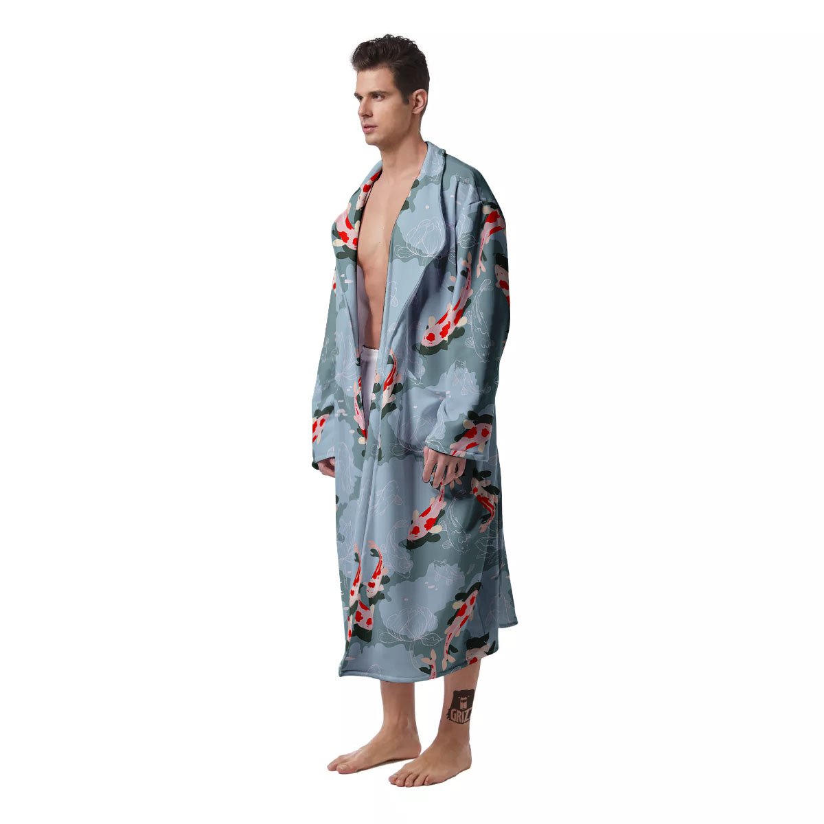 Fish Koi Print Pattern Men's Robe-grizzshop