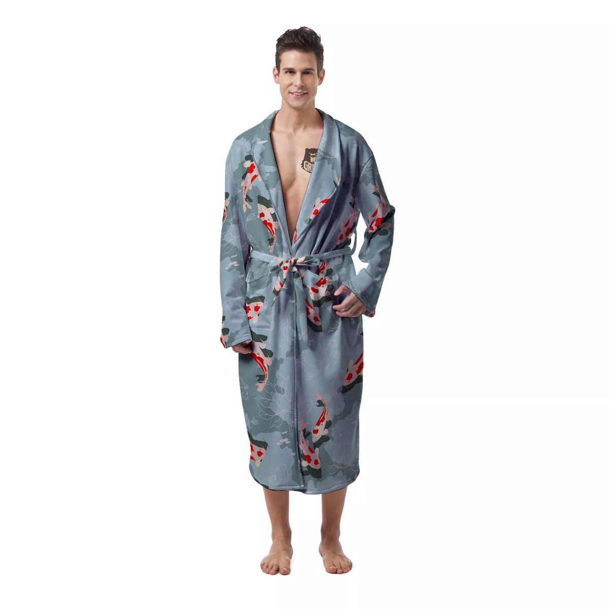 Fish Koi Print Pattern Men's Robe-grizzshop